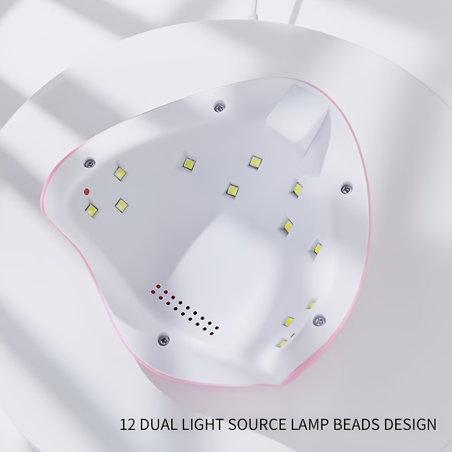 TURAOHU 1pc 12 Lamp Beads Pink Nail Lamp Nail, Nail Machine Dual Light Source Nail Lamp, for UseWomen And Nail Art DIY