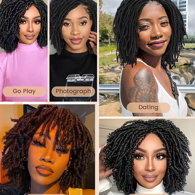 10" African Twist Braid Wig | Low Maintenance, Realistic Texture, Y2K & Cool Girl Style, Natural Black, Essential for Daily & Event Looks