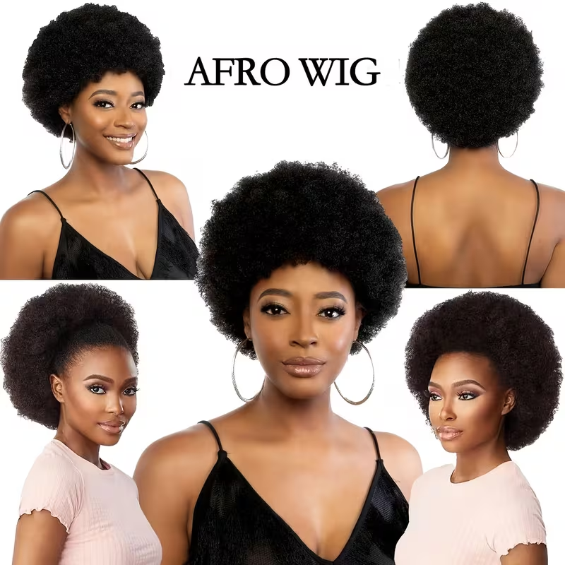 Short Afro Kinky Curly Wigs for Women Human Hair Curly Pixie Cut Wig Natural Black Color Glueless Short Afro Kinky Wig Brazilian Virgin Human Hair African Style Daily Party Wear Wigs