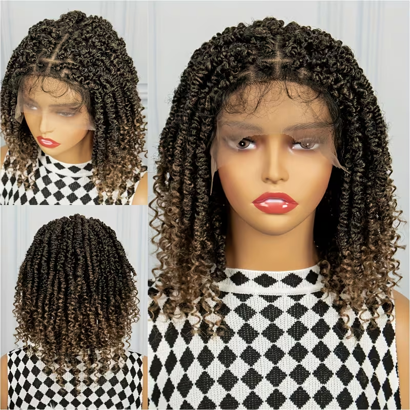 [Curly Braids Wig] Heat Resistant Curly Braids Wig - Beginners Friendly Synthetic Lace Wig For Women