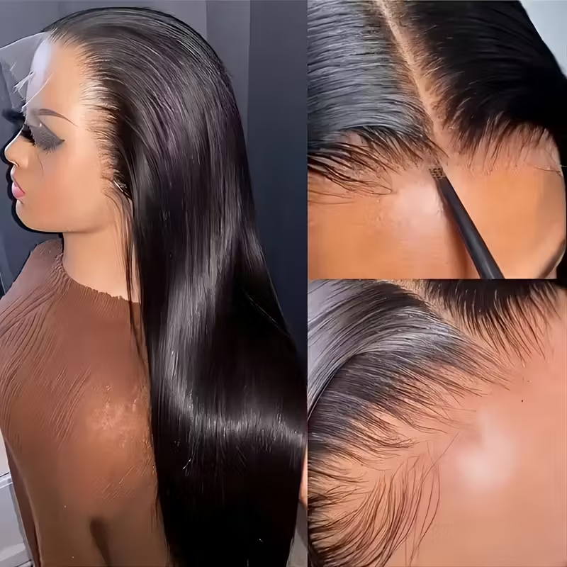 13*4 Lace Front Wig 180 Density High-Definition Lace Synthetic Fiber Wig for Women, Long Straight Hair, Heat-Resistant Fiber, Glue-Free Lace Frontal Wig with Pre-Plucked Hairline