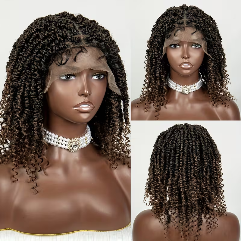 [Medium-Long Size Lace Front] 14-inch Synthetic Lace Wig Cap | 9x6 Braided, Natural Color, High Gram Weight, Weavable & Stylable