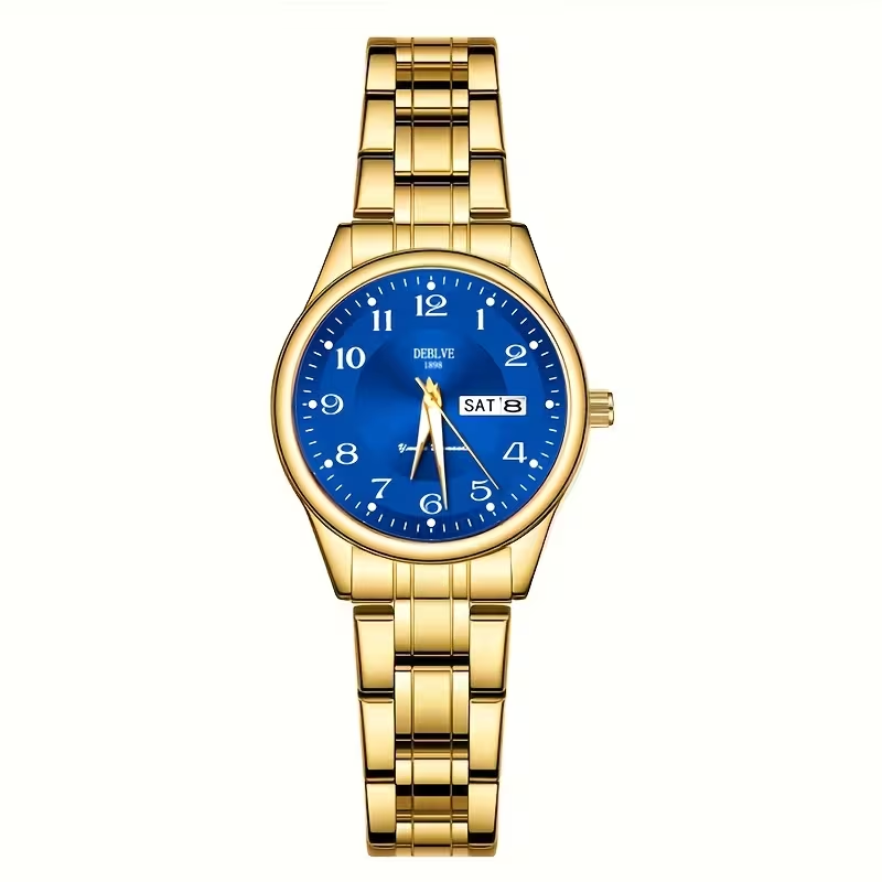 DEBLVE Women'S Ultra-Thin Stainless Steel Quartz Watch - Stylish, Lightweight, IPX7 with Calendar, Luminous Day Display, and Stainless Steel Band - Perfect for Casual Wear, DEBLVE