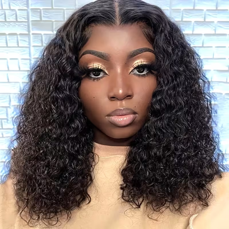 13x4 Lace Front Human Hair Wig | Water Wave Short Bob, Pre Plucked With Baby Hair, 180% Density, Brand: FUNKY GIRL