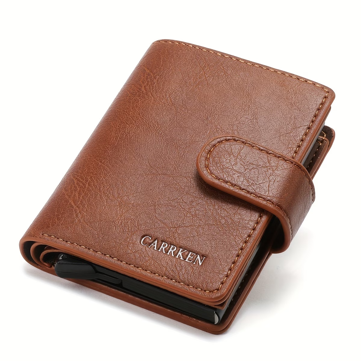1pc Men's Business Fashion Buckle Spring Card Holder, Multi-functional Large Capacity Wallet, Ideal Gift for Men