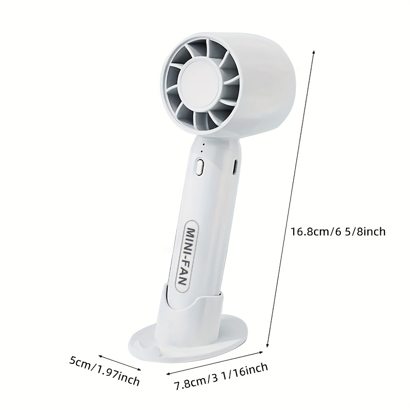 New mini handheld fan, USB rechargeable, comes with a stand for holding your phone.