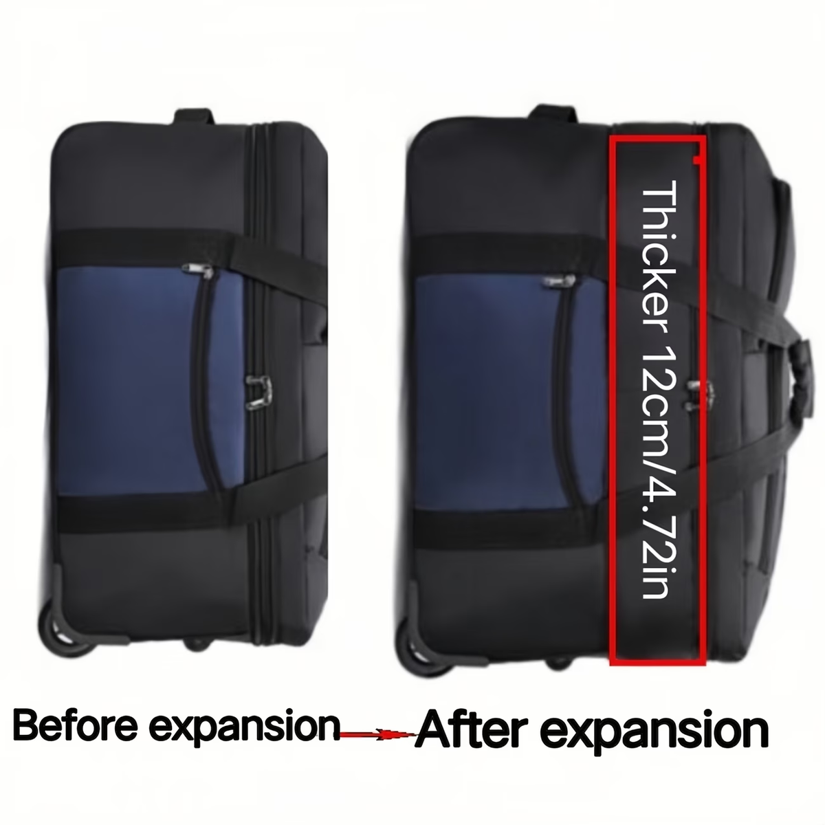 Large Capacity Expandable Travel Bag, Can Be Carried as a Backpack, Pulled on Wheels, or Handheld, Dual-Use as a Shoulder Bag or Backpack