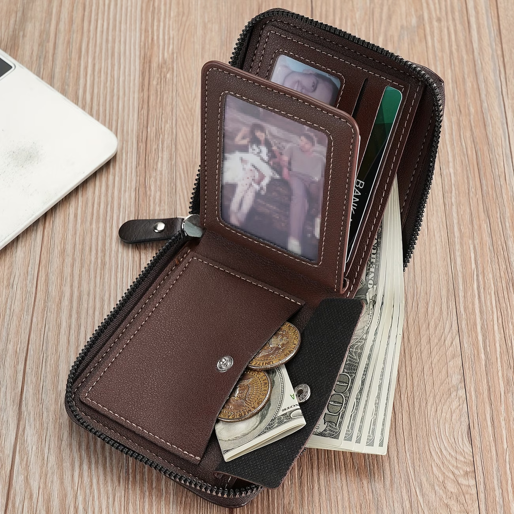 New Men's Wallet Fashion Multi-functional Spliced Zipper Coin Purse for Young Students Versatile Large Capacity Card Holder