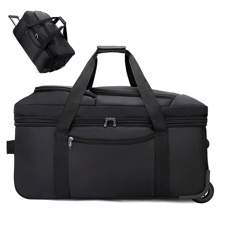 Large Capacity Expandable Travel Bag, Can Be Carried as a Backpack, Pulled on Wheels, or Handheld, Dual-Use as a Shoulder Bag or Backpack