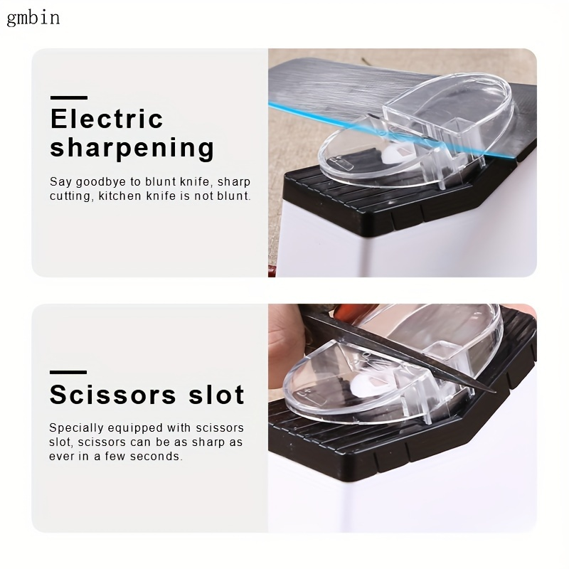 Electric knife sharpener, USB adjustable kitchen knife, electric high-speed knife sharpener with protective cover, fast sharpening and polishing with protective sleeve.