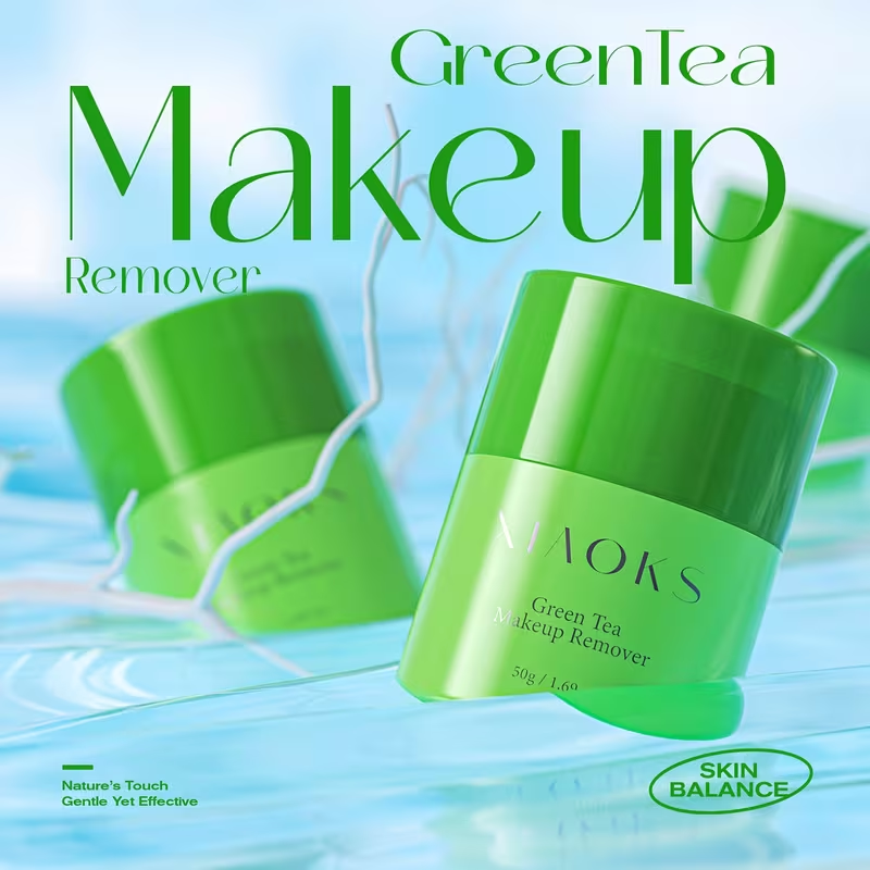 Green Tea Rotary Makeup Remover, Makeup Remover Lotion Makeup Remover Oil Suitable for Face, Lips And Eyes Suitable for Removing All Types of Makeup, Mild Without Irritation, Clear Without Residue, Deep Clean Skin, Deep Moisturize Face