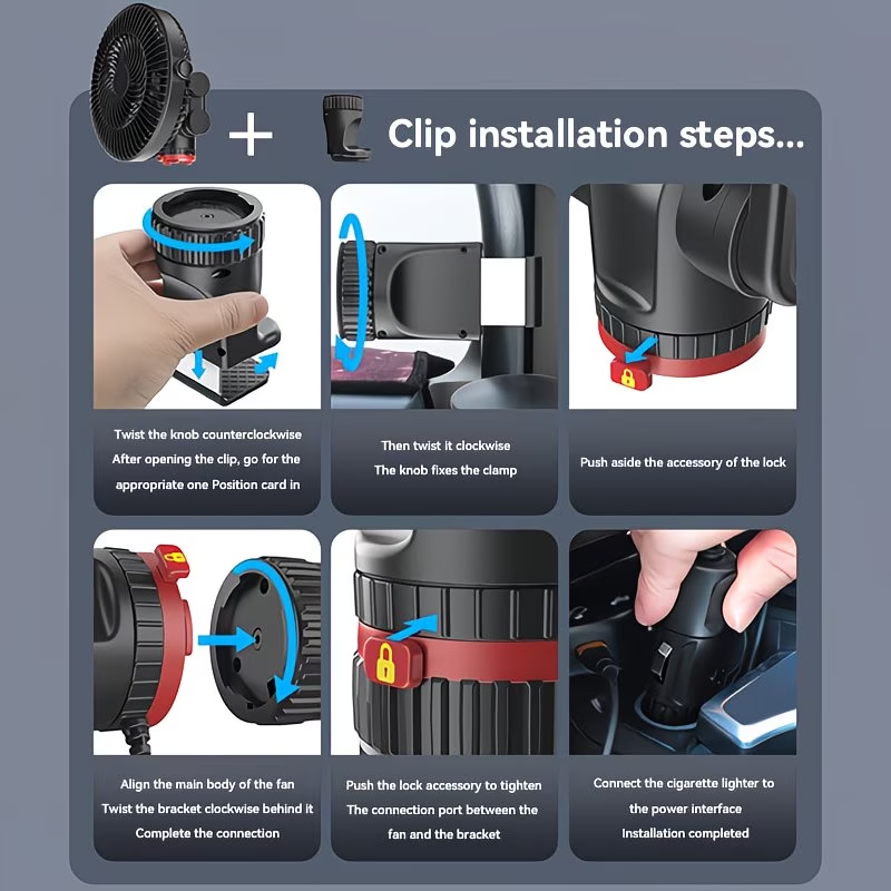 High-power Vehicle Fan, Portable Vehicle-mounted Air Fan with Adjustable Wind Speed, Fast Cooling, Low Noise, Suitable for Cars, Trucks, Vans, Off-road Vehicles, Etc.