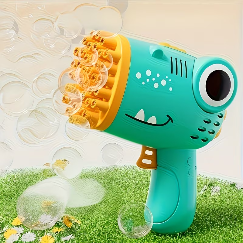 40-hole handheld dinosaur bubble machine fully automatic toy bubble gun without battery without bubble liquid outdoor wedding activity props Gatling multi-hole bubble gun Christmas toy gift
