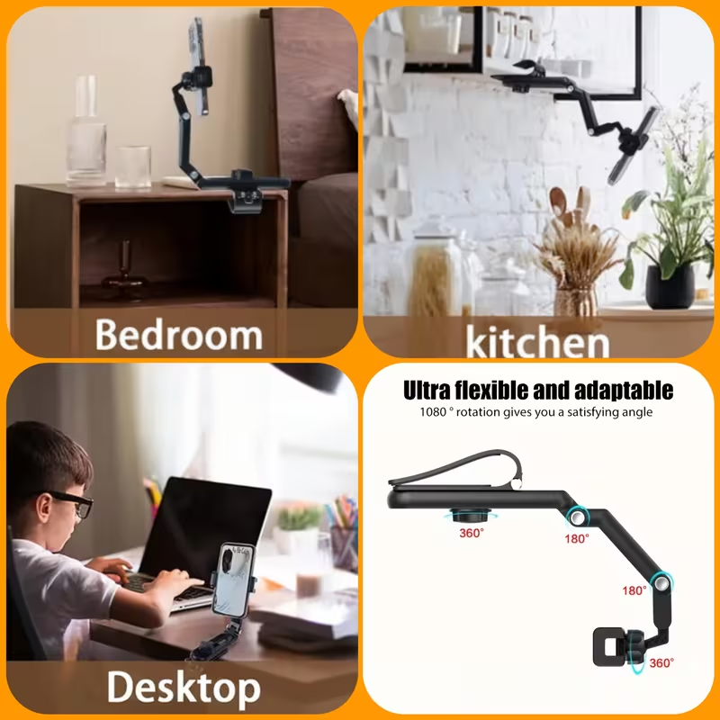 Car Phone Holder • 1080° Rotating Sun Visor • ABS Material • Versatile for Bedroom, Kitchen, And Vehicle