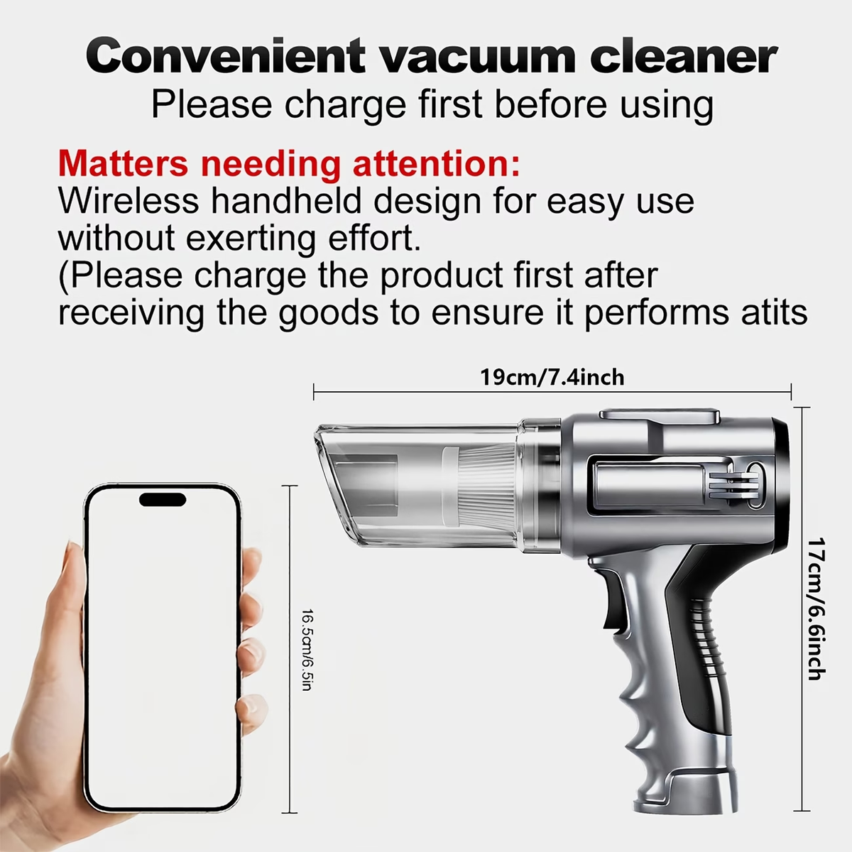 Cordless Handheld Vacuum, Featuring 5Kpa Powerful Suction And a Blowing Function, Compact Mini Vacuum Cleaner with Low Profile And Various Attachments, Ideal for Home, Car, Office, And Outdoor Camping