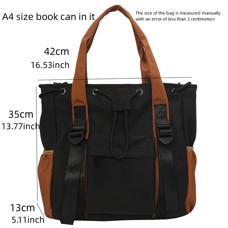 A Large Capacity Two-Tone Tote Bag, And Suitable for Commuting, Made of Nylon, Designed for Women As a Casual Crossbody Bag for Students, Travel, And Shopping.