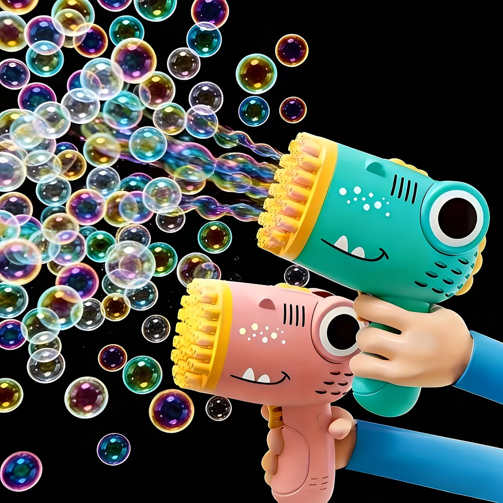 40-hole handheld dinosaur bubble machine fully automatic toy bubble gun without battery without bubble liquid outdoor wedding activity props Gatling multi-hole bubble gun Christmas toy gift