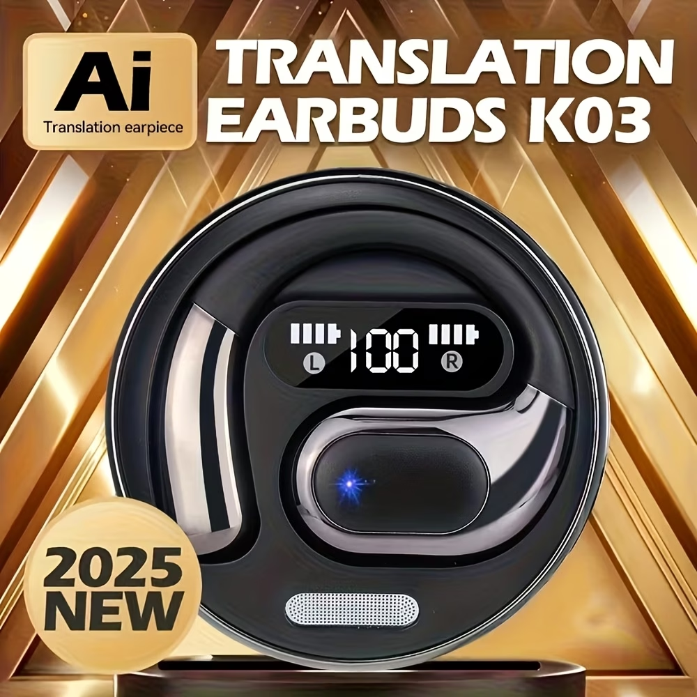 AI Real-Time Translation Earbuds Noise Cancelling & Charging Case, Smart Translator for Smartphones - Compatible, -C Charging, Ideal for Travel, Business & Meetings