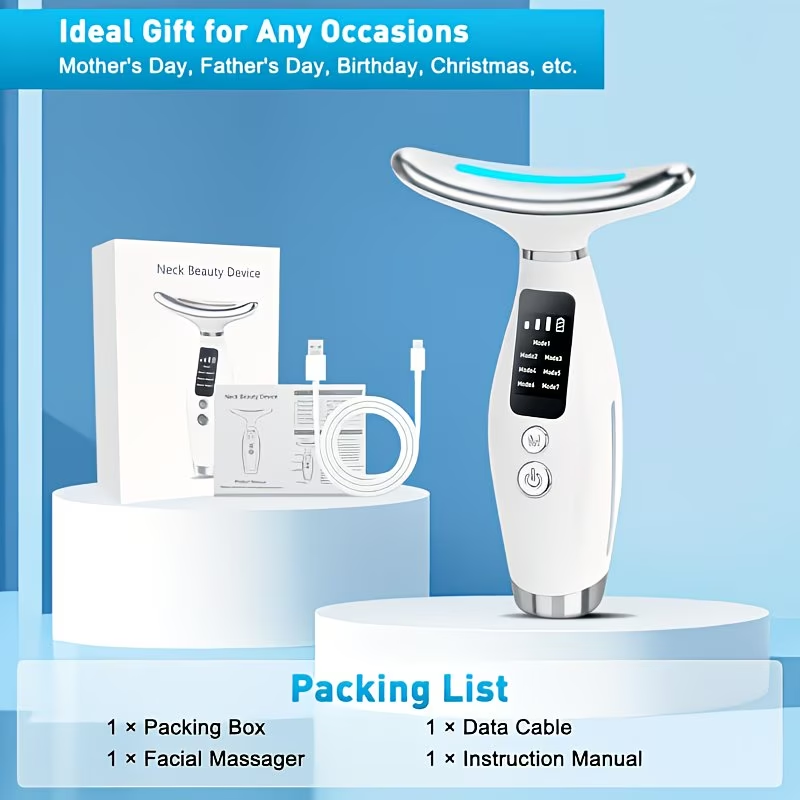 New Face And Neck Massager, 7-color LED Face, USB Rechargeable, Women's Beauty And Skincare Tool, Thanksgiving Gift, Christmas Gift.