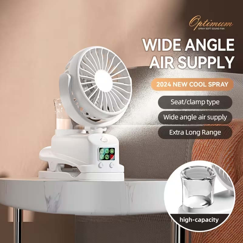 This Is a 2-In-1 Fan And Humidifier, Featuring a Portable Desktop Fan with 4 Adjustable Speeds And 2 Humidity Levels. It Operates Silently at 360 Degrees