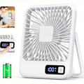 Rechargeable Table Fan with a 1800Mah Battery, Featuring a 180° Foldable Design And Power Display. This Ultra-Quiet Desktop Fan Is Ideal for Home, Office, Travel, And Outdoor Use, Offering 5 Speed Settings