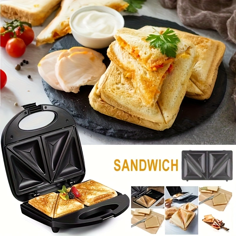 Electric Sealed Sandwich Maker Grill with Nonstick Plates, Makes Stuffed French Toast, Omelets, Compact & Easy to Store, Black