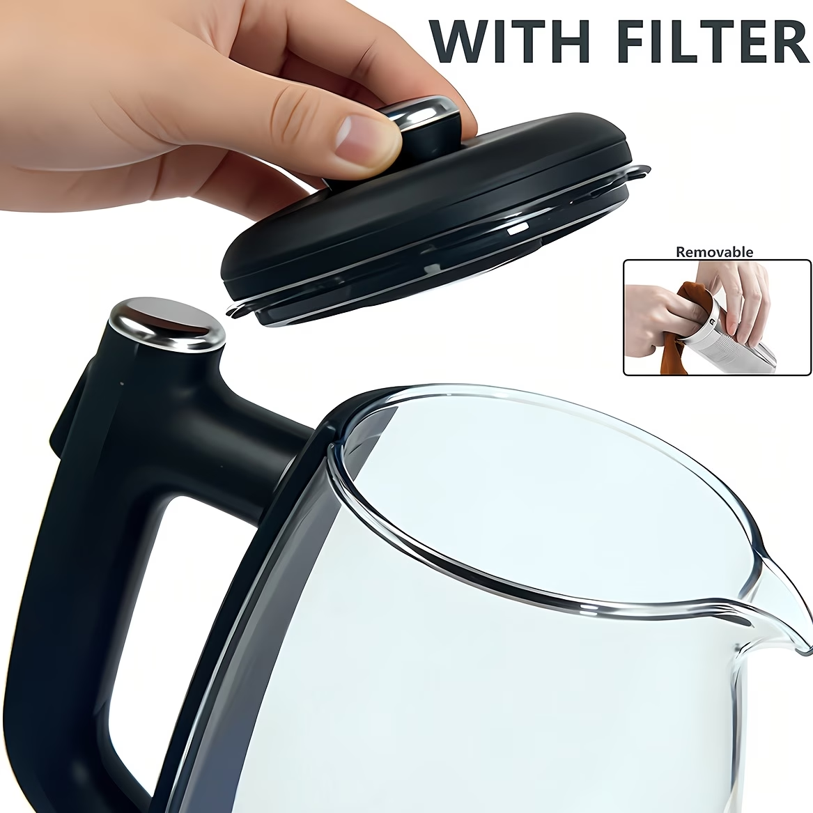 Durable 1.8 Liter Electric Kettle - Fast Heating, Automatic Shut-Off, Boil-Dry Protection, Removable Filter, 360° Swivel Base - Stainless Steel, Suitable for Brewing Tea, Coffee, And Heating Water for Milk Powder, Multifunctional Kitchen Appliance.