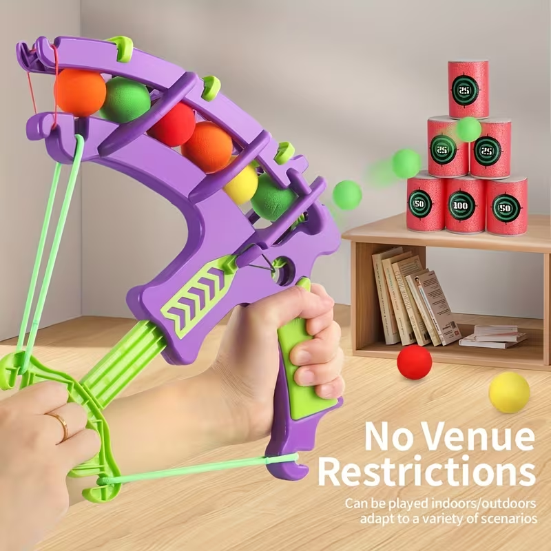 12pcs Colorful Large Bow and Arrow Toy Set with Catapult Launcher for EVA Ball Relax - Suitable for Indoor/Outdoor Fun, Parent-Child Interaction, Halloween and Christmas Gifts (Random Colors)