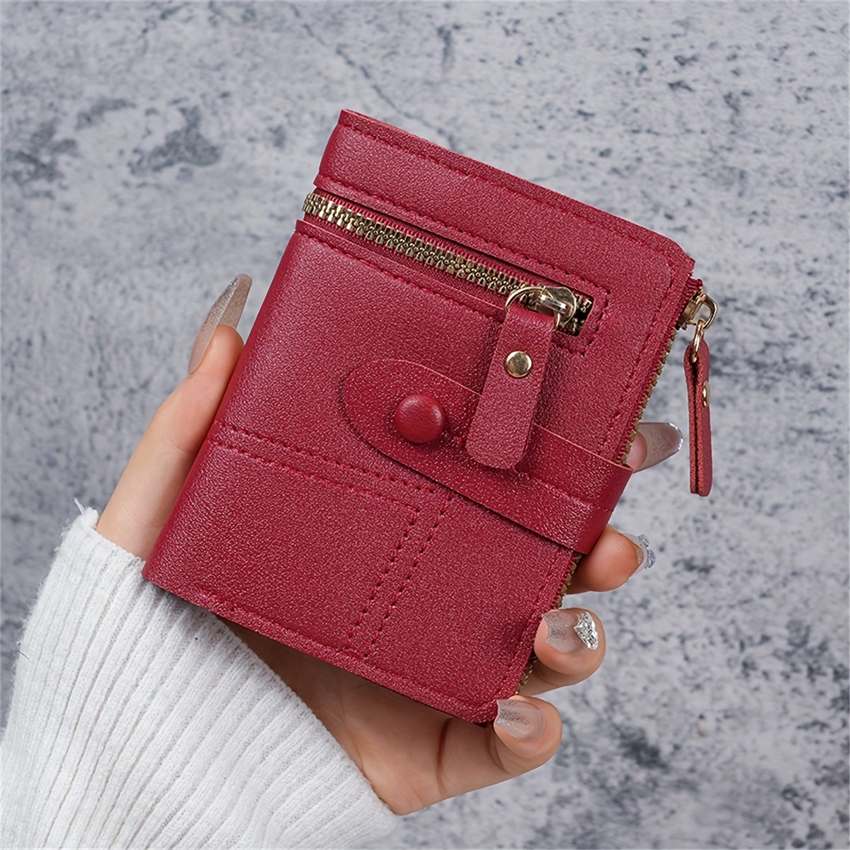 New Women'S Short Double Zipper Coin Purse Bank Card Credit Card Storage Bag Multi-Card Slot Wallet with Zipper Closure
