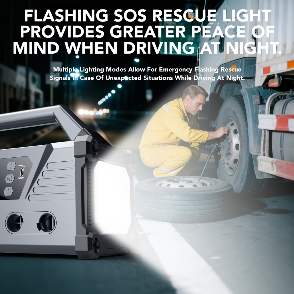 18000A/20000A 15-In-1 Car Jump Starter with Air Compressor And Enhanced Blower, Powered by a 12V Car Battery (Suitable for All Gasoline Cars And 2.64gal Diesel Cars), Equipped with a 200PSI Tire Inflator, 20000Mah Battery, And 3-Mode Flashlight