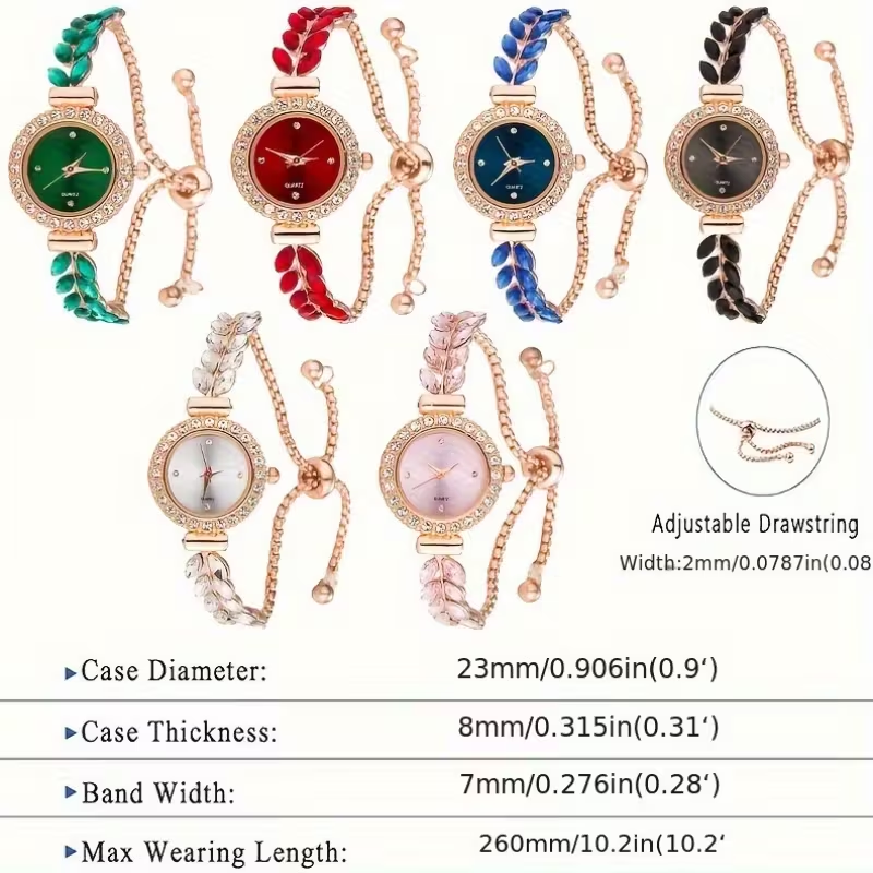 New Casual Fashion Women'S Bracelet Watch Cute Round Small Dial Leaf Feather Shape Strap Women'S Jewelry Watch Alloy Quartz Watch Gift Giving Etc