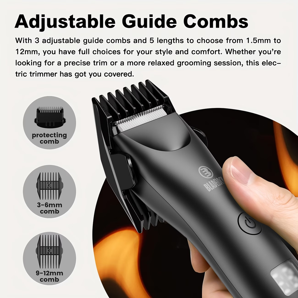 Ball Trimmer for Men - IPX7 Waterproof Body Hair Trimmer, Ceramic Blade, LCD Battery Display, Replaceable Blade Head, Electric Groin & Pubic Shaver