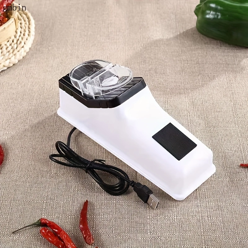 Electric knife sharpener, USB adjustable kitchen knife, electric high-speed knife sharpener with protective cover, fast sharpening and polishing with protective sleeve.