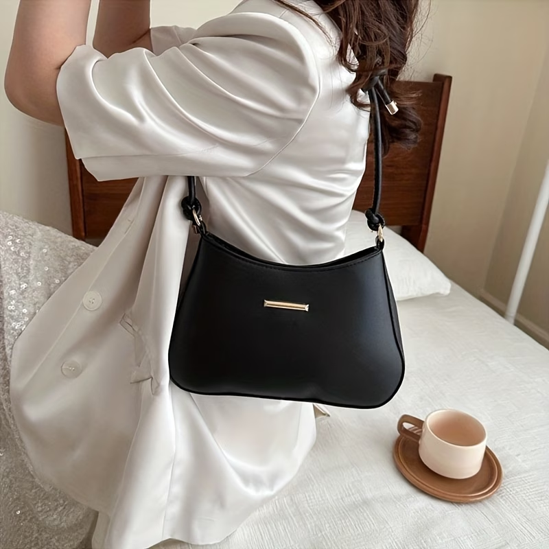 Women'S Shoulder Bag - Stylish Underarm Square Bag, Elegant Temperament Handbag, Large-Capacity Commuting Crossbody Bag, Candy-Colored Versatile Square Bag, Artificial Synthetic Faux Leather Material