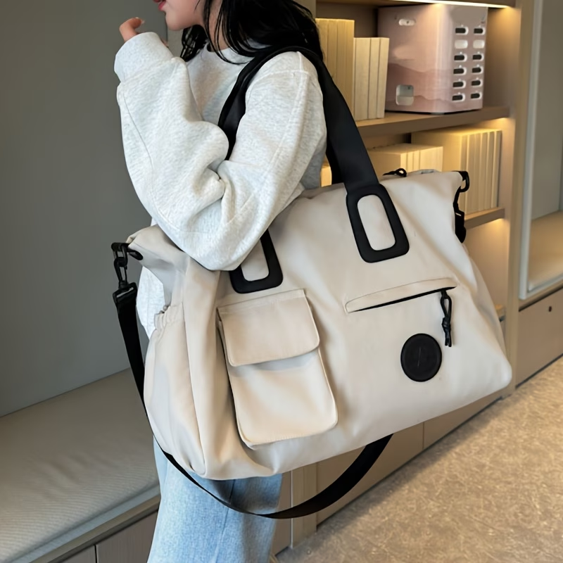 Chic Large Capacity Travel Duffle Bag - Lightweight, Portable Luggage with Shoe Compartment & Wet Pocket for Gym, Fitness, and Overnight Trips - Available in Coffee, Cream, Black - For Men & Women - Perfect for Travel & Fitness Enthusiasts - Ideal