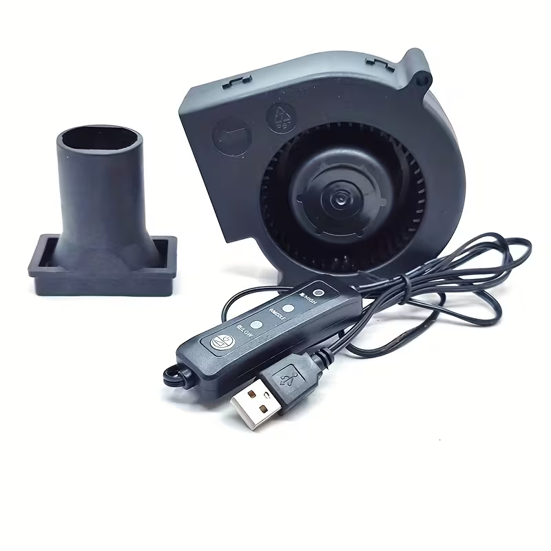 A 5V USB Blower Fan Featuring Multiple Speed Settings And an Air Outlet to Enhance Combustion, This Compact And Portable Cooling Fan Is Highly Efficient And Ideal for Different Outdoor Camping And Barbecue Situations