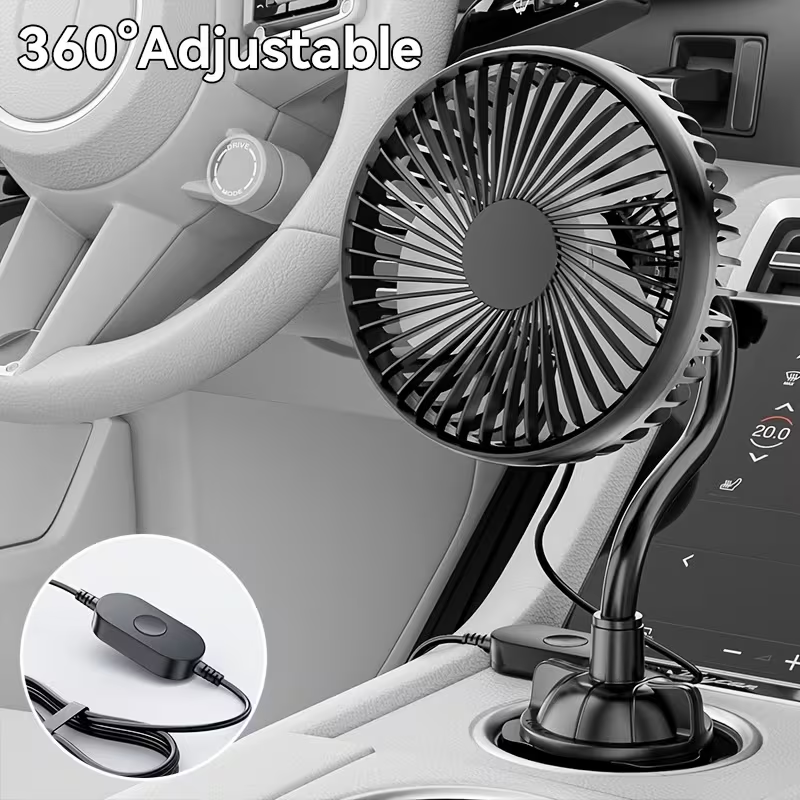 USB Cup Holder Fan | Portable Personal Desk Fan with Power Cord, 3 Speeds Strong Airflow, Flexible Adjustable Hose, Ultra-Quiet | Ideal for Home, Office, Car & Summer Travel