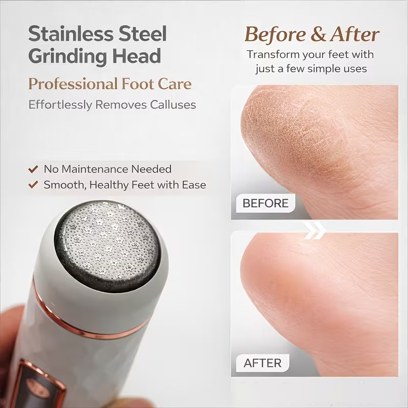 Electric Foot File, Automatic Callus Remover, Portable Electric Pedicure Device with One-Button Control for Hard and Cracked Skin, Rechargeable and Replaceable Heads, Pedicure Kit for Men and Women with Cracked Heels and Dead Skin, Christmas Gift