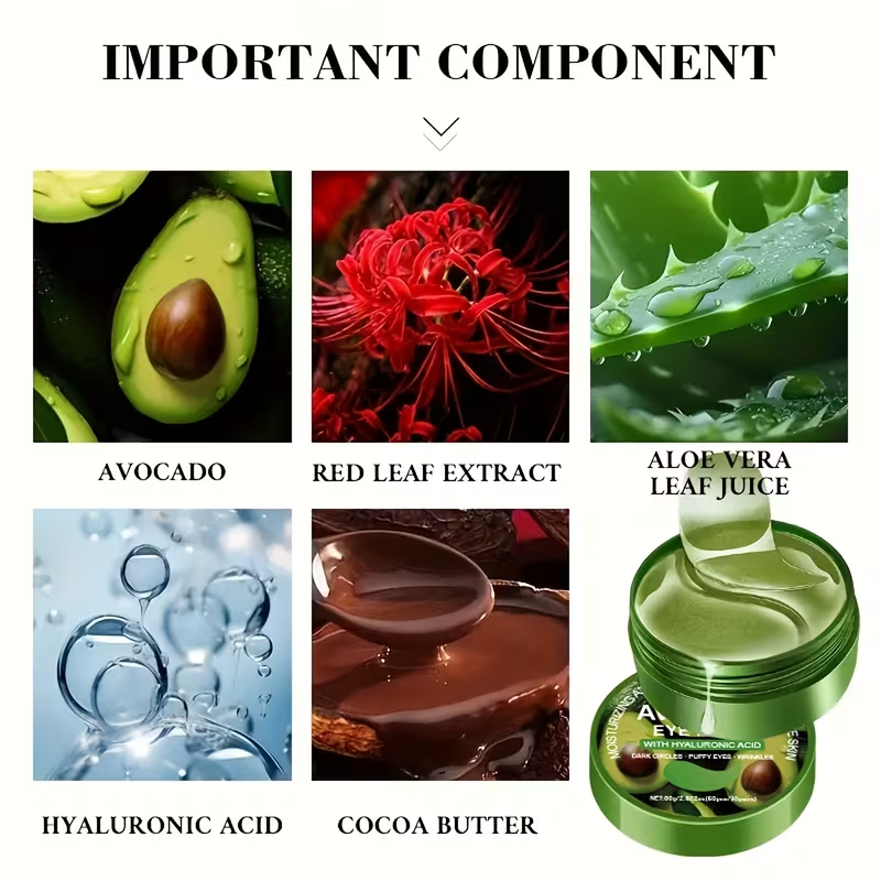 60pcs of Xioimy Avocado Collagen Eye Masks, Highly Moisturizing, And. No Refrigeration Needed, Suitable for All Seasons, Unisex, Eye Care, Moisturizing And, Skincare Routine, Skincare Enthusiasts, Skincare Products, Nourishing Care
