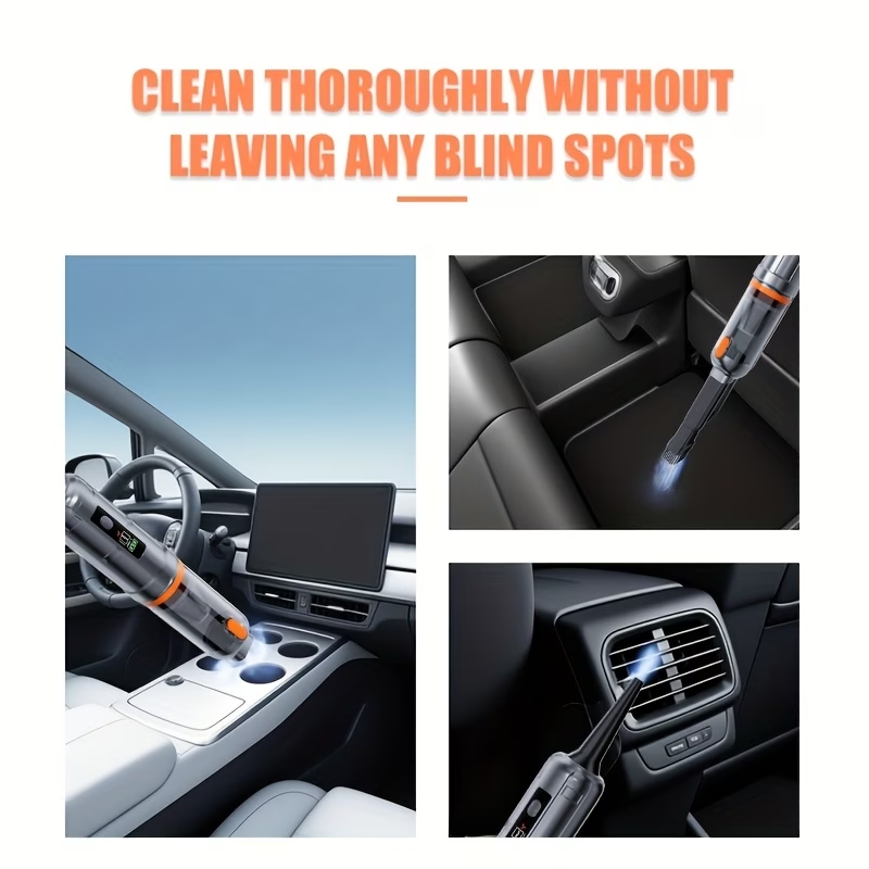 100W Handheld Vacuum Cleaner with Powerful Suction | Upgraded Brushless Motor, Rechargeable Lithium Battery, Suitable for Car, Home, and Office Use, Comes with Cleaning Hose