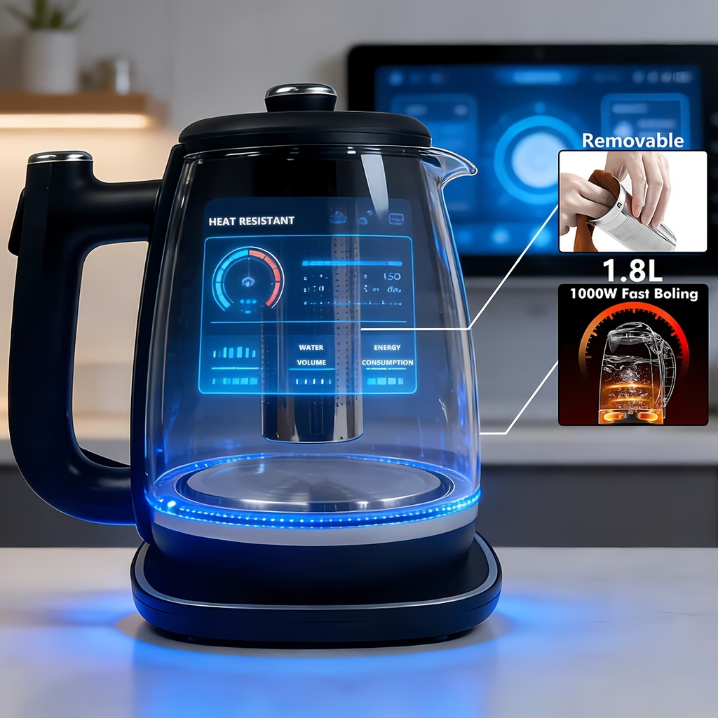 Durable 1.8 Liter Electric Kettle - Fast Heating, Automatic Shut-Off, Boil-Dry Protection, Removable Filter, 360° Swivel Base - Stainless Steel, Suitable for Brewing Tea, Coffee, And Heating Water for Milk Powder, Multifunctional Kitchen Appliance.