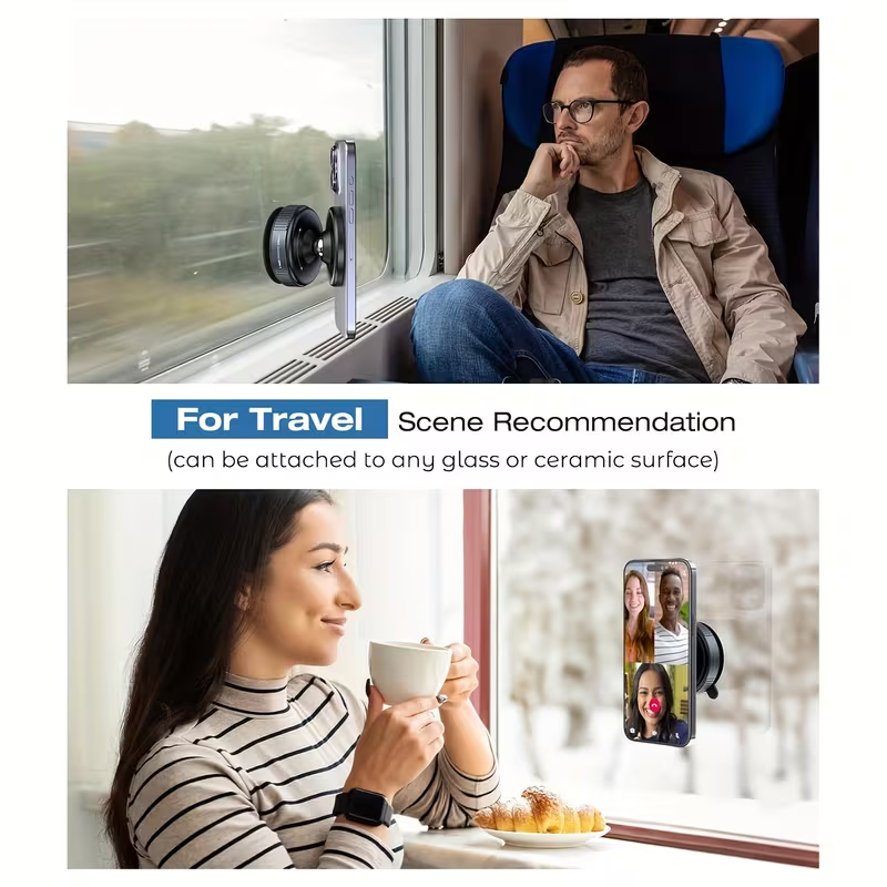 Adjustable Vacuum Magnetic Suction Cup Phone Holder, Suitable for Car/Gym/Mirror/Smooth Surfaces Hands-Free Stand, Compatible with All Smartphones