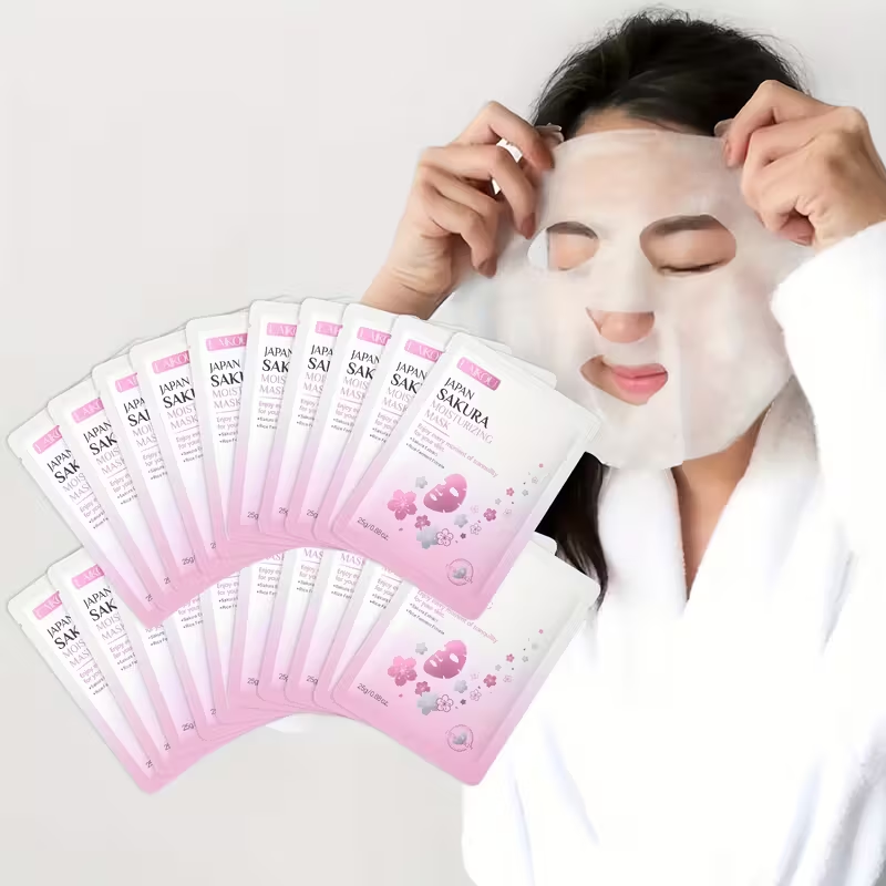 20pcs Japan Sakura Sheet Mask For All Skin Type, Portable For Travelling, Hydrating Skin, Ideal Gift For Valentines Day Christmas