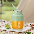 Portable straw jug, large capacity juice cup, multi-functional household juicer cup.