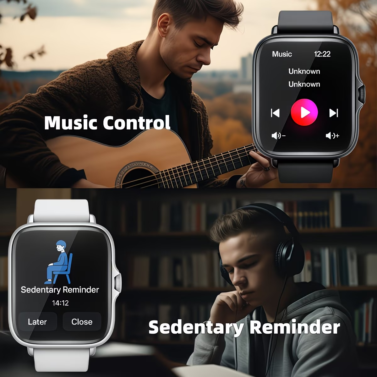 Smart Watch, 1.83'' Full Touch Screen Display with Message, Answer Make Call Smartwatch, Sports Pedometer, Information Alerts, for Iphone/Android Phones, Smartbands Fitness Watch for Women/Men Friend Gift, Birthday Gift