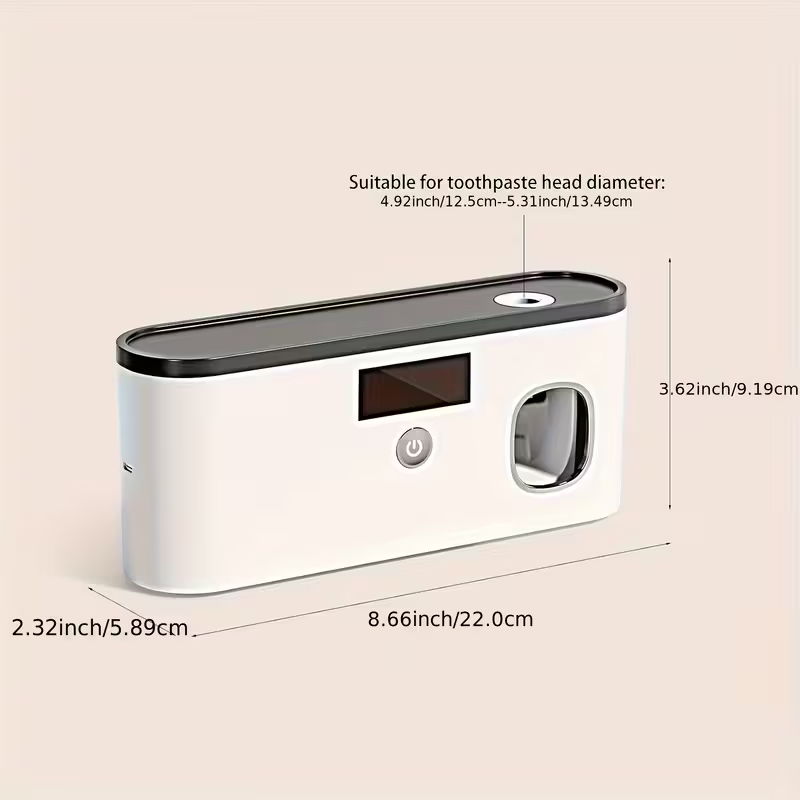 1pc Smart Toothbrush Organizer, Bathroom Toothbrush Display And Storage, with Automatic Toothpaste Dispenser - Wall-Mounted, 5-Slot Storage, Durable Plastic, USB Rechargeable Lithium Battery, Modern Bathroom Organization And Home Decor