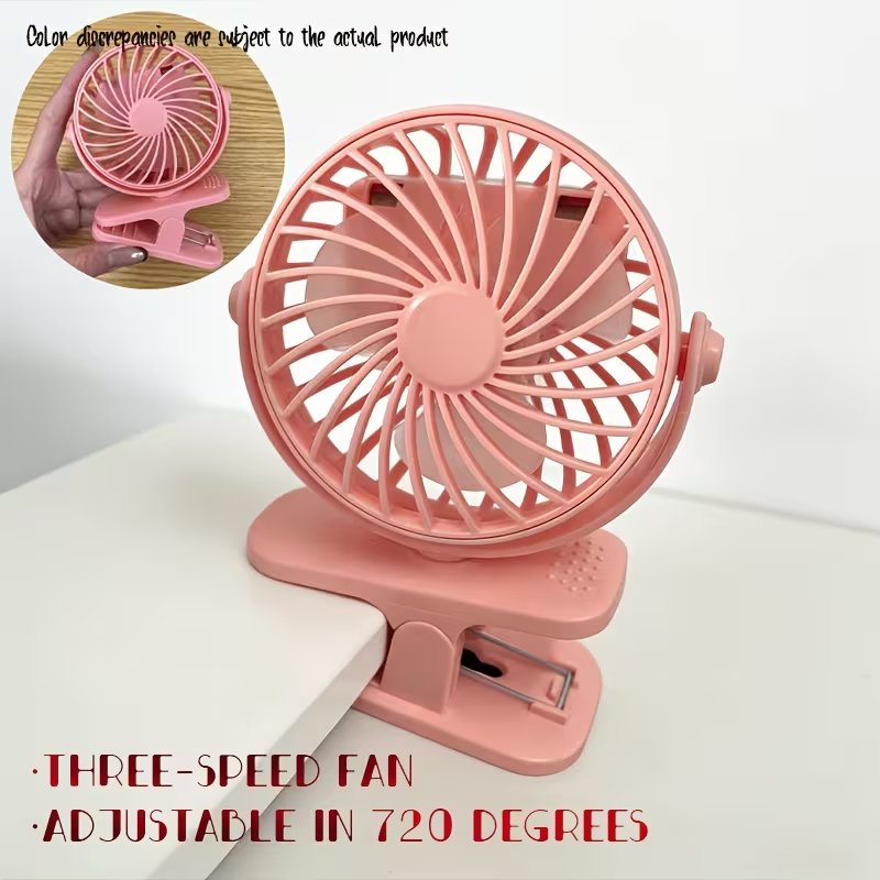 A Fan That Can Be Adjusted 720 Degrees, a USB Clip-On Fan, Compact And Portable, Ideal for Outdoor Activities And Use in