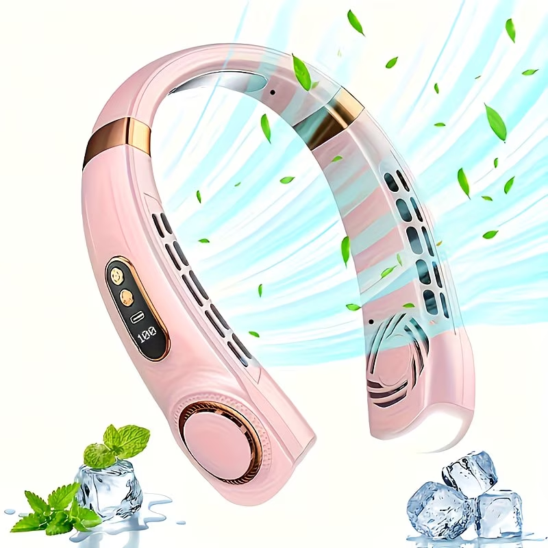1pc Portable Wearable Neck Fan - Personal Fans for Outdoor And Indoor Use, Hands-Free, Leafless, Rechargeable, Headphone Design, USB Charging Device with Long-Lasting Battery Life And Adjustable Speed