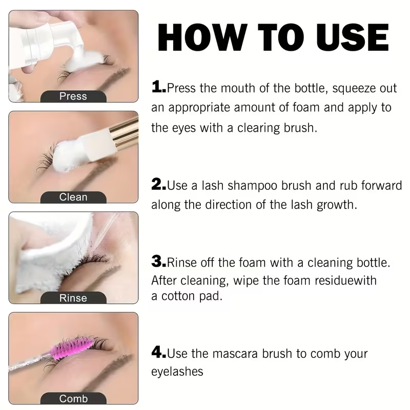 2.03oz eyelash cleaning mousse; Easy makeup removal, mild cleaning, no irritation, dedicated eye cleaning mousse, fast eyelash cleaning mousse, eyelash cleaning mousse, makeup remover, cleaning mousse, eyelash care foam