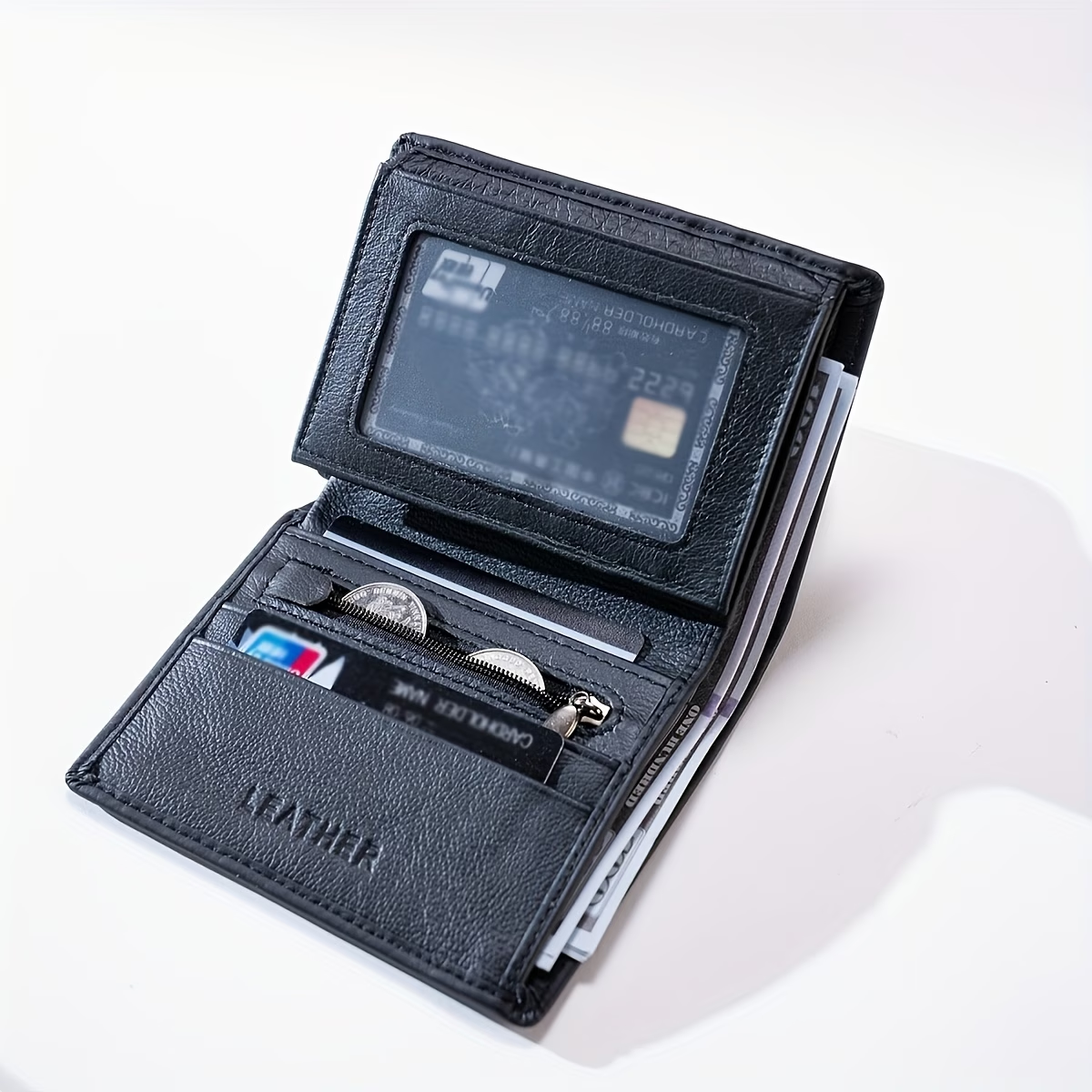1pc Genuine Leather Wallets for Men Vintage Thin Vertical Short ID Credit Card Holder Money Bag Coin Purse Wallets for Men Women
